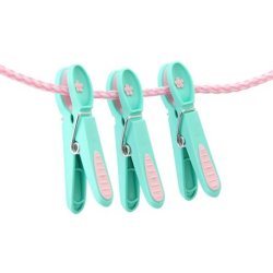 Notre Dame Tjklemme aqua m/lys pink blomst