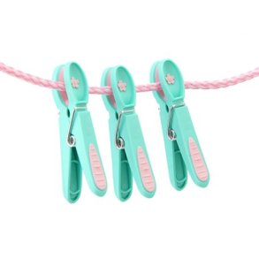 Notre Dame Tjklemme aqua m/lys pink blomst