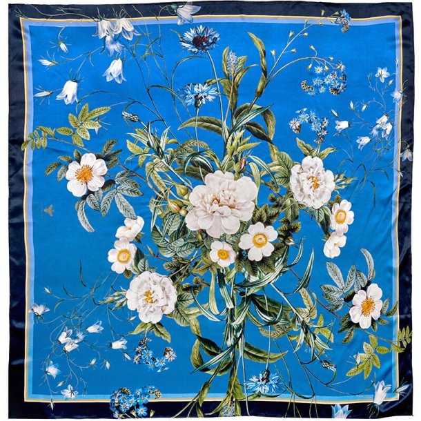 Jim Lyngvild - Blue Flower Garden silketrklde bl 90x90cm. 