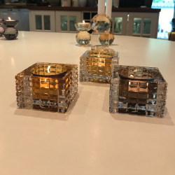 Speedtsberg - Brun glasstage til fyrfadslys 8x8x5cm.