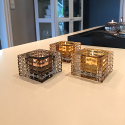 Speedtsberg - Gul glasstage til fyrfadslys 8x8x5cm.