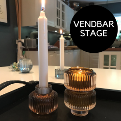 Speedtsberg - vendbar glasstage t/fyrfadslys &amp; kronelys rosa H: 6 D: 8 cm. Glas