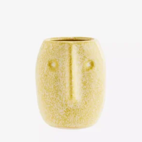 Madam Stoltz keramik vase m/ansigt gul
