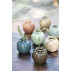 Ib Laursen Vase m/riller, krakkeleret glasur