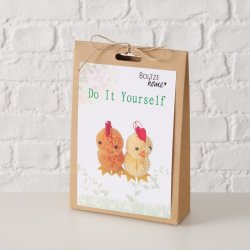 DIY Hobbys�t kyllinger Brun, Gul Pompomkugle, String 15x5x22 cm