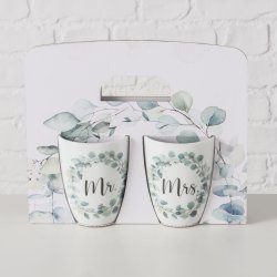 Bryllupsgave S�t m/tekst Mr &amp; Mrs Porcel�n 330ml S�t.