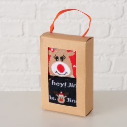 Julesokker 2 par Hjort &amp; Tekst Str. 35-38  Polyester, Elastan Mrkebl, Rd