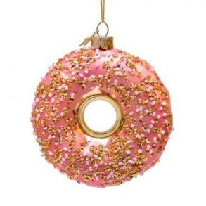 Vondels - Glaskugle Donut guld/pink 11 cm