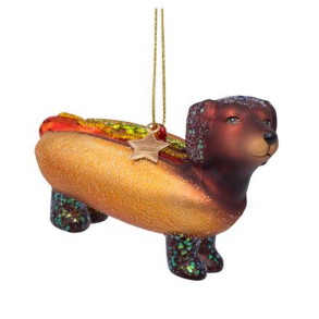 Vondels - Glaskugle Hotdog med Gravhund 6 cm