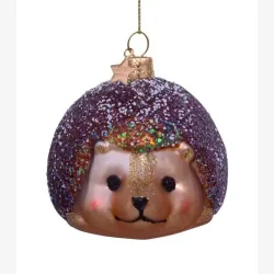 Vondels - Glaskugle brunt pindsvin 6 cm