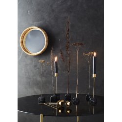 Madam Stoltz - Rundt bambusspejl  27 cm