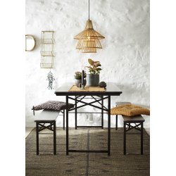 Madam Stoltz - Rundt bambusspejl  27 cm