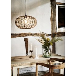 Madam Stoltz - Rattan loftlampe i flet D 48 H28,5 cm