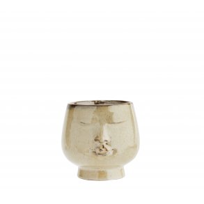 Madam Stoltz - Urtepotte m/ansigt Stentj Beige H: 14 cm.