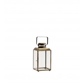 Madam Stoltz - Lanterne m/hank messing look B: 14x14 - H: 26 cm.