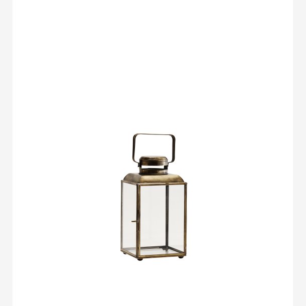 Madam Stoltz - Lanterne m/hank messing look B: 14x14 - H: 26 cm.