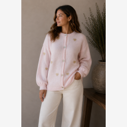 Marta Du Chateau - MdcParisa Strikcardigan m. hjerter Rose