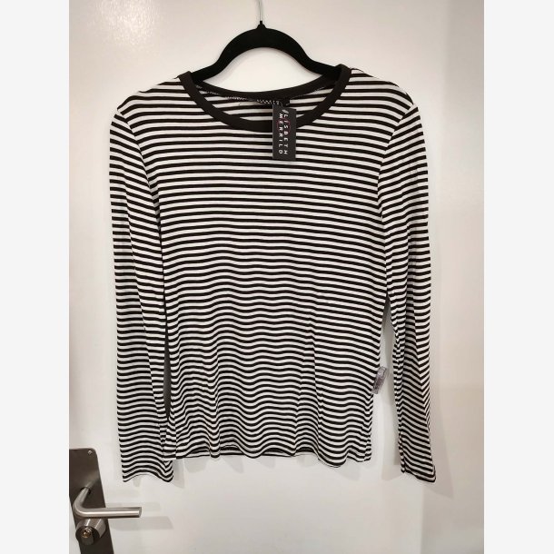 T-Shirt Strib Sort/Hvid Onesize 95%viscose, 5%elestan