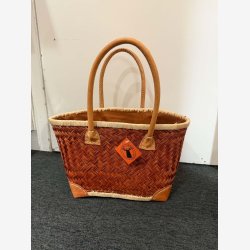 Madam Gr�skar - Strandtaske Brun/r�d 40x23 cm.