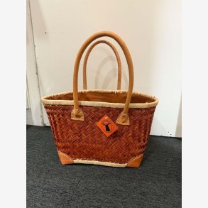 Madam Gr�skar - Strandtaske Brun/r�d 40x23 cm.