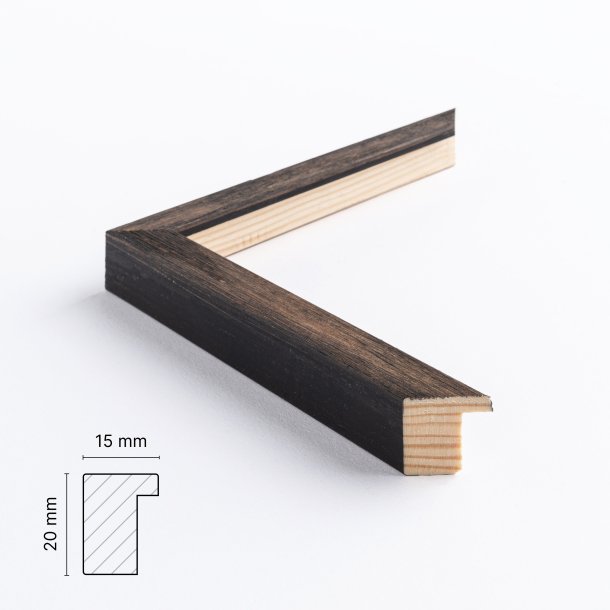 By ADJ - Rustik trramme i massivt eg 15x21cm, Brun/Sort