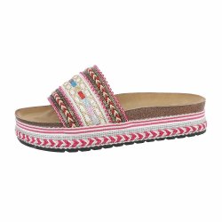 OLGA - Slip-In Sandal m/broderi Fuchsia