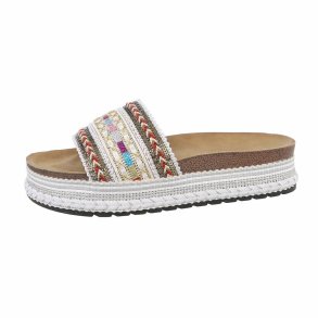 OLGA - Slip-In Sandal m/broderi Hvid