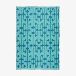 Skinbjerg vendbart tppe genbrugsplast bl og turkis 120x180 cm.