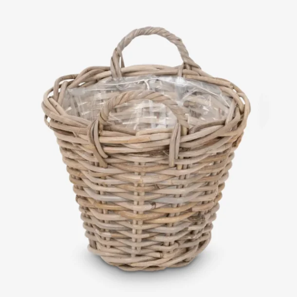 Skinbjerg Plantekurv i Gr Rattan m. Plast. :23 H:20cm