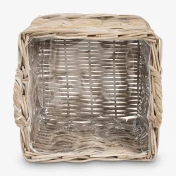 Skinbjerg firkantet Rattan plantekurv m. plast