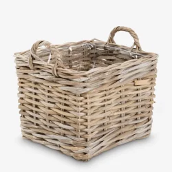 Skinbjerg firkantet Rattan plantekurv m. plast