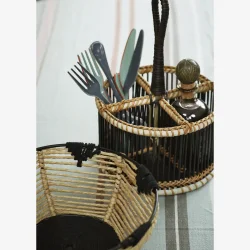 Madam Stoltz - Kurv rund sgrs/bomulds snor D: 23 H: 10 cm.