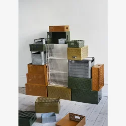 Madam Stoltz - Kasser m/hndtag st m/2 stk. Zink 11x16x8/12x19x9 cm.