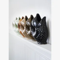 Madam Stoltz - Vase Fisk stentj Orange H: 23,5 cm.