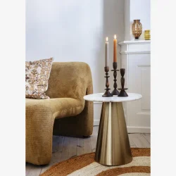 Madam Stoltz - Velvet lounge stol i fljs 61x84x70cm, Senneps gul