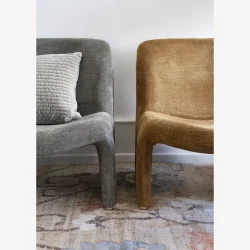 Madam Stoltz - Velvet lounge stol 69x78x73cm, Brun/Orange