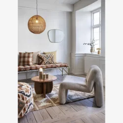 Madam Stoltz - Velour Lounge stol, Beige 61x84x70 cm