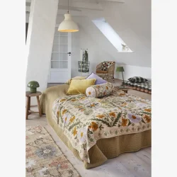 Madam Stoltz - Madras/hynde Orange/r�hvid/brun 70x180 cm.