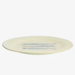 Madam Stoltz - Tallerken m/fisk Bl�/r�hvid 27,5x3 cm.