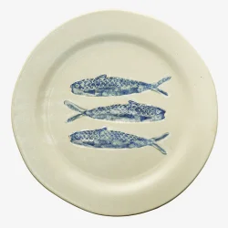 Madam Stoltz - Tallerken m/fisk Bl�/r�hvid 27,5x3 cm.