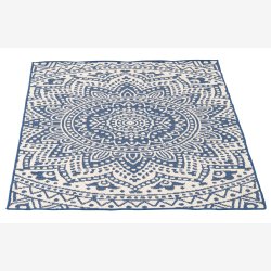 J-Line - T�ppe Udend�rs Mosaik Polypropylen M�rkebl�/hvid Udvalg af 2 