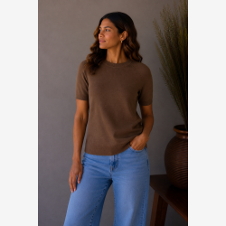 Soft Rebels - SRMarla Strik m. rund hals Brun