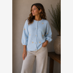 Marta Du Chateau - MdcParisa Strikcardigan m. hjerter Lysebl�