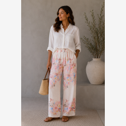 Marta Du Chateau - MdcGrethe Bukser Rosa/Blomstermotiv