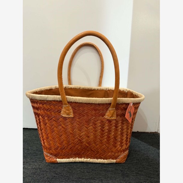 Madam Gr�skar - Strandtaske Brun/r�d 43x26 cm.