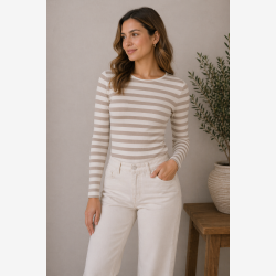 Marta Du Chateau - MdcBegonia Lang�rmet Bluse Beige Melange