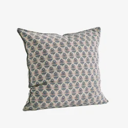 Madam Stoltz - Pudebetrk mnstret bomuld - 50 x 50 cm. Taupe, Bl, Pink