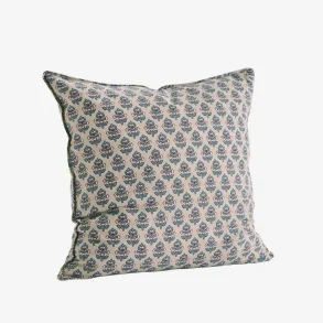 Madam Stoltz - Pudebetrk mnstret bomuld - 50 x 50 cm. Taupe, Bl, Pink