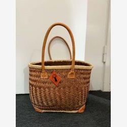 Madam Gr�skar - Strandtaske Br�ndt orange/brun 40x29 cm.