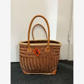 Madam Gr�skar - Strandtaske Br�ndt orange/brun 40x29 cm.